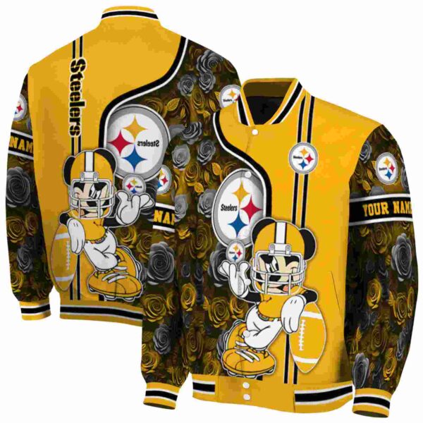 customized pittsburgh steelers rose mickey gold jacket fashion forward jacketwow