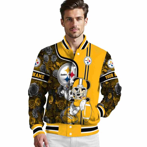 customized pittsburgh steelers rose mickey gold jacket high quality jacketwow