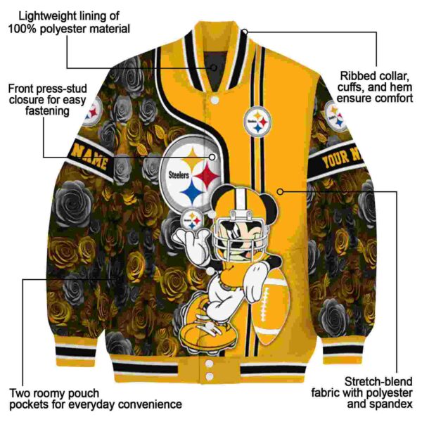 customized pittsburgh steelers rose mickey gold jacket new arrival jacketwow