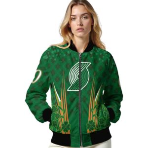 customized portland trail blazers shamrock pattern green jacket latest model jacketwow