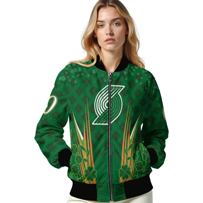 customized portland trail blazers shamrock pattern green jacket latest model jacketwow