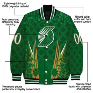 customized portland trail blazers shamrock pattern green jacket new arrival jacketwow