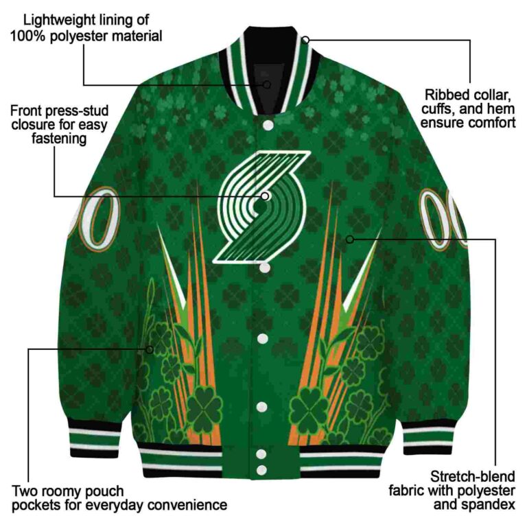 customized portland trail blazers shamrock pattern green jacket new arrival jacketwow