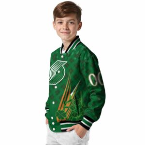customized portland trail blazers shamrock pattern green jacket trendy jacketwow