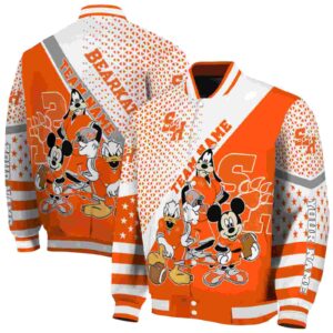 customized sam houston bearkats mickey donald goofy orange white jacket fashion forward jacketwow