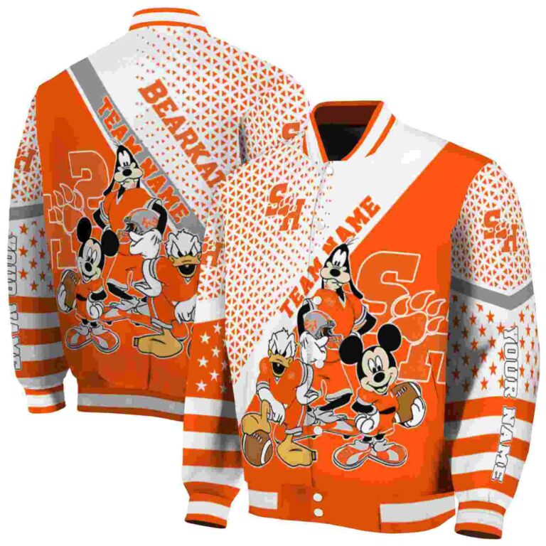 customized sam houston bearkats mickey donald goofy orange white jacket fashion forward jacketwow