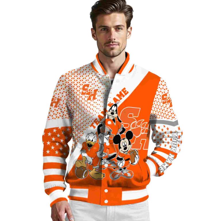 customized sam houston bearkats mickey donald goofy orange white jacket high quality jacketwow
