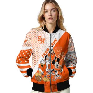 customized sam houston bearkats mickey donald goofy orange white jacket latest model jacketwow