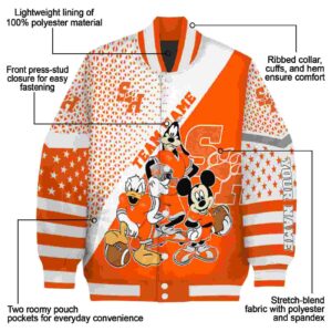 customized sam houston bearkats mickey donald goofy orange white jacket new arrival jacketwow