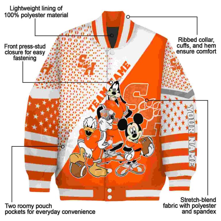 customized sam houston bearkats mickey donald goofy orange white jacket new arrival jacketwow
