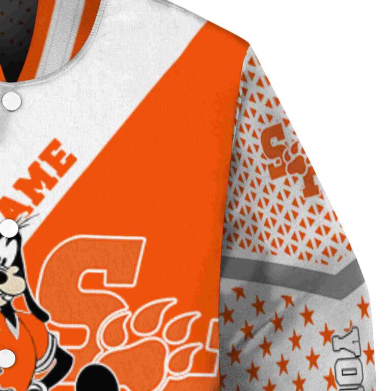 customized sam houston bearkats mickey donald goofy orange white jacket premium grade jacketwow