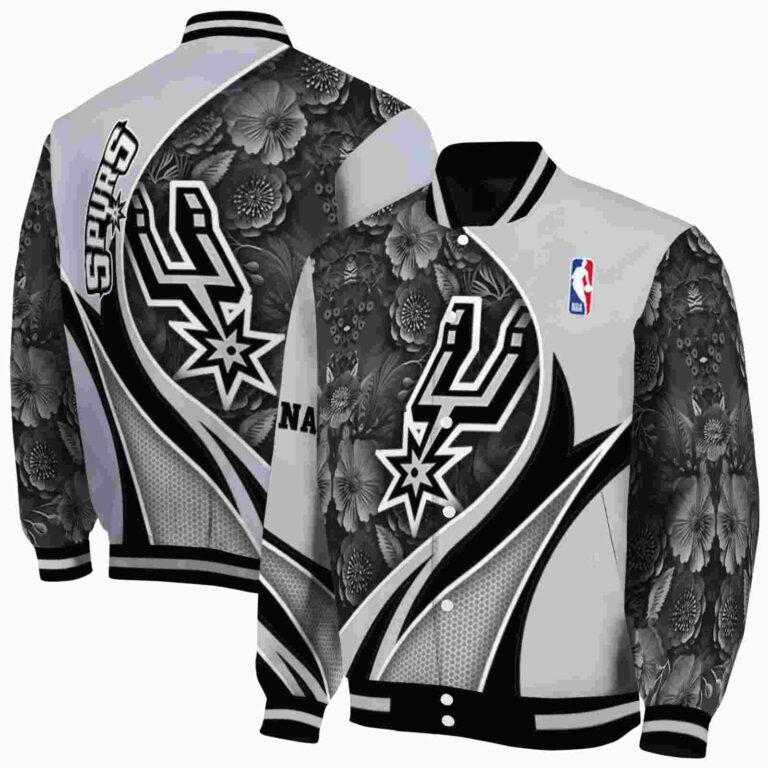 customized san antonio spurs floral print silver jacket fashion forward jacketwow