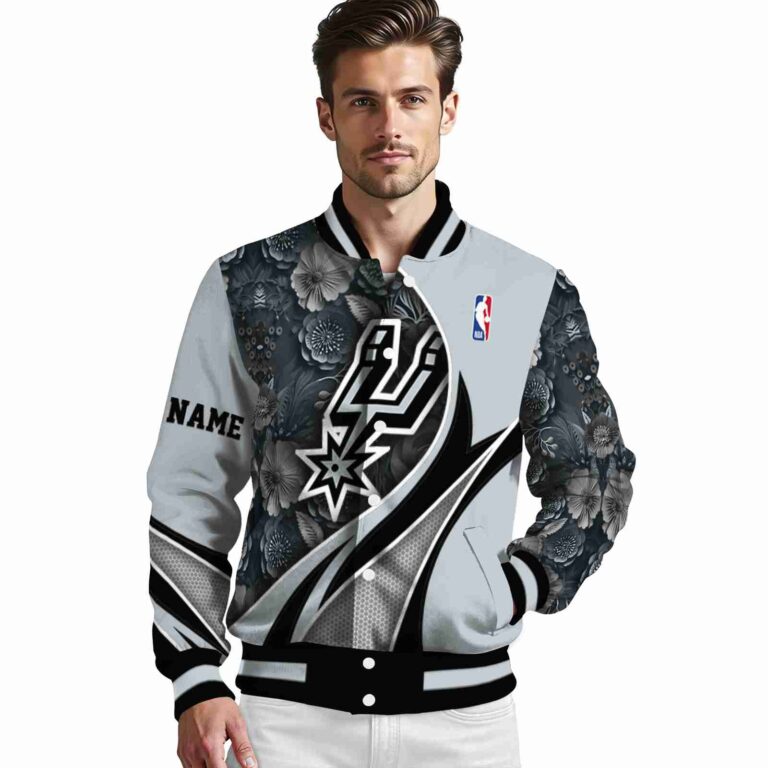 customized san antonio spurs floral print silver jacket high quality jacketwow