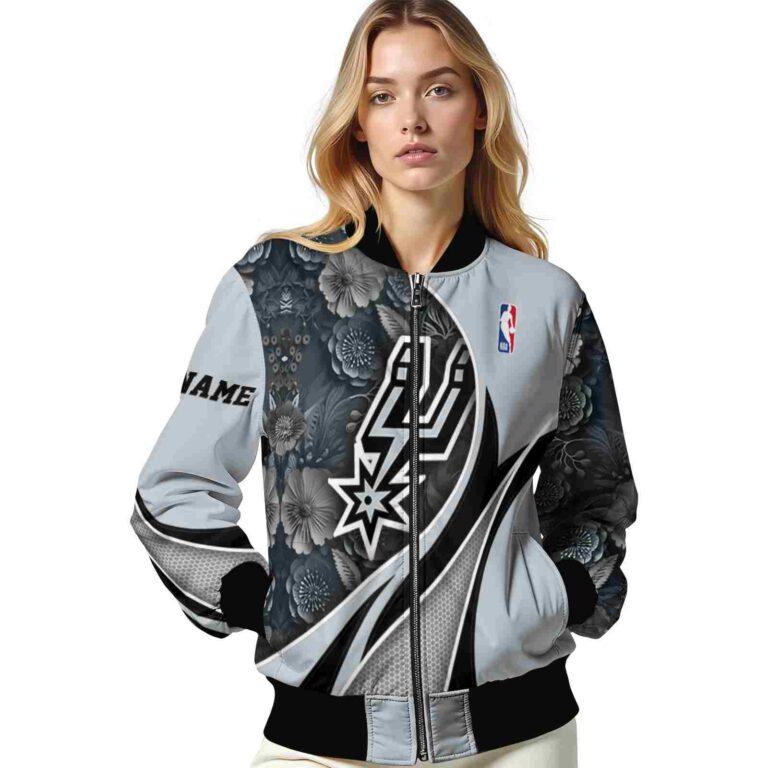 customized san antonio spurs floral print silver jacket latest model jacketwow