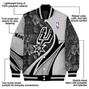 customized san antonio spurs floral print silver jacket new arrival jacketwow