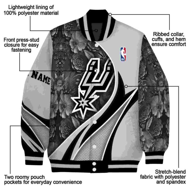 customized san antonio spurs floral print silver jacket new arrival jacketwow