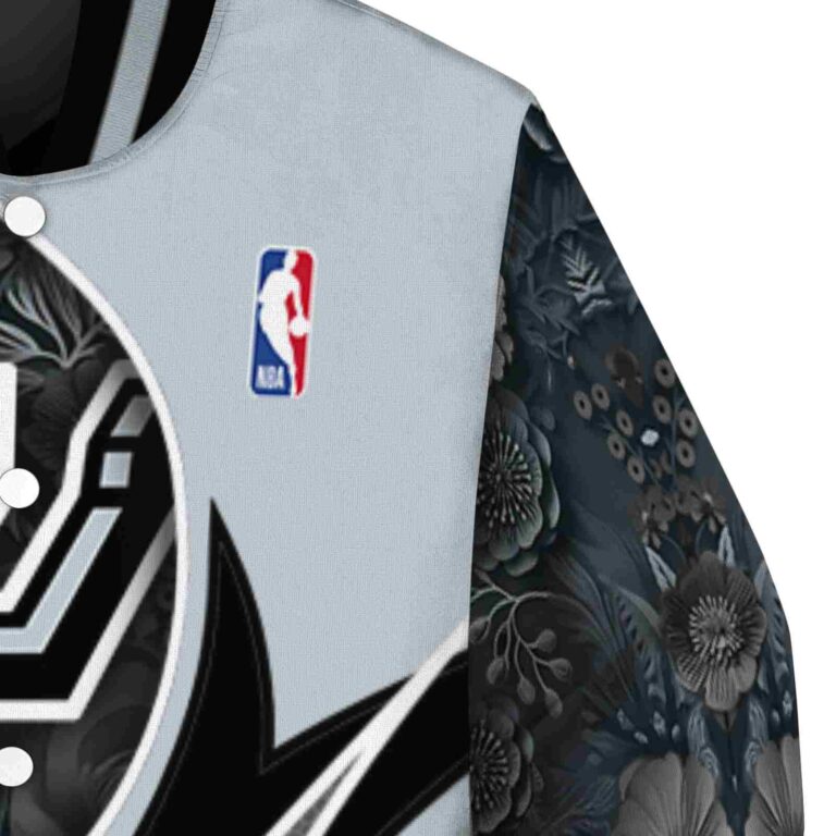 customized san antonio spurs floral print silver jacket premium grade jacketwow