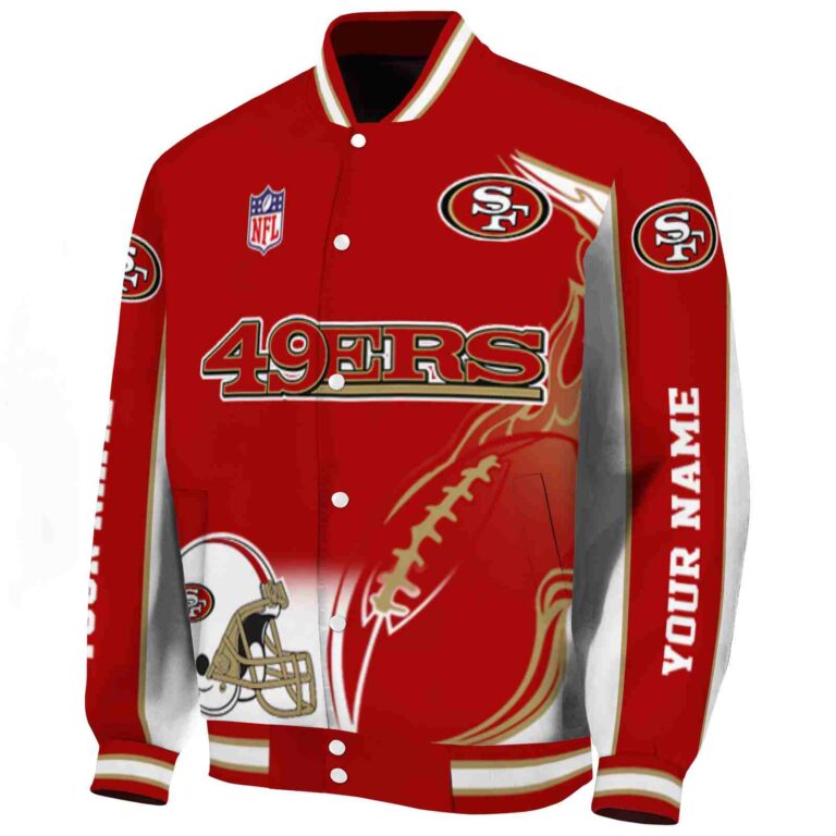 customized san francisco 49ers flaming football red white jacket best selling jacketwow