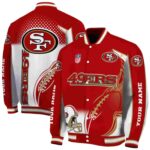 customized san francisco 49ers flaming football red white jacket best selling jacketwow