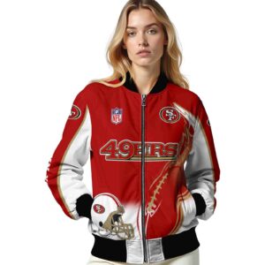 customized san francisco 49ers flaming football red white jacket latest model jacketwow