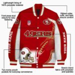 customized san francisco 49ers flaming football red white jacket best selling jacketwow