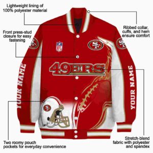 customized san francisco 49ers flaming football red white jacket new arrival jacketwow