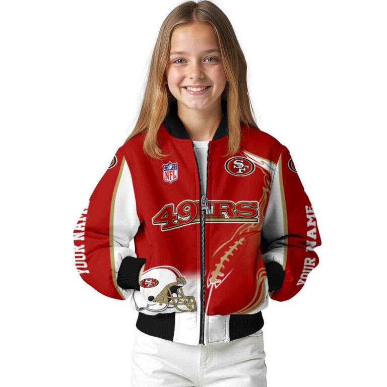 customized san francisco 49ers flaming football red white jacket top rated jacketwow