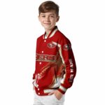 customized san francisco 49ers flaming football red white jacket best selling jacketwow