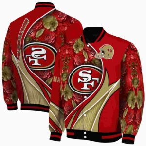 customized san francisco 49ers floral print red jacket fashion forward jacketwow