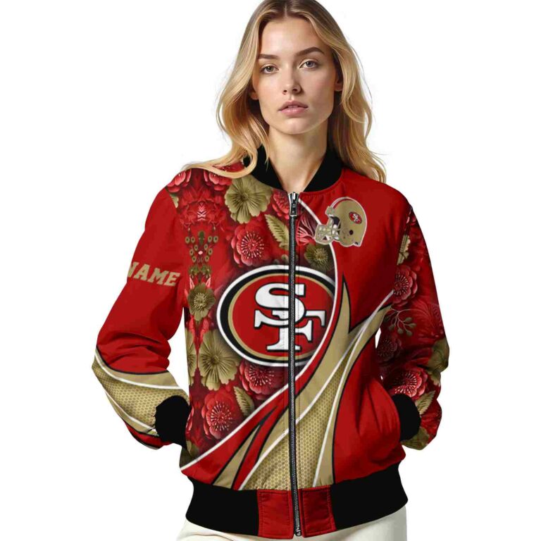 customized san francisco 49ers floral print red jacket latest model jacketwow