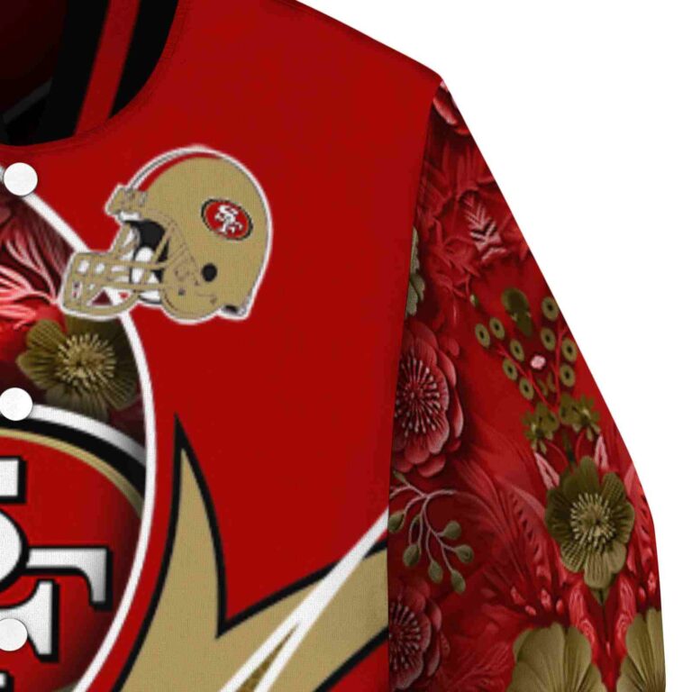 customized san francisco 49ers floral print red jacket premium grade jacketwow