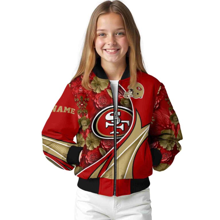 customized san francisco 49ers floral print red jacket top rated jacketwow