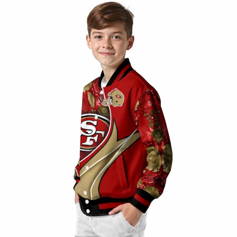 customized san francisco 49ers floral print red jacket trendy jacketwow