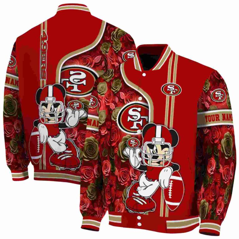 customized san francisco 49ers rose mickey red jacket fashion forward jacketwow