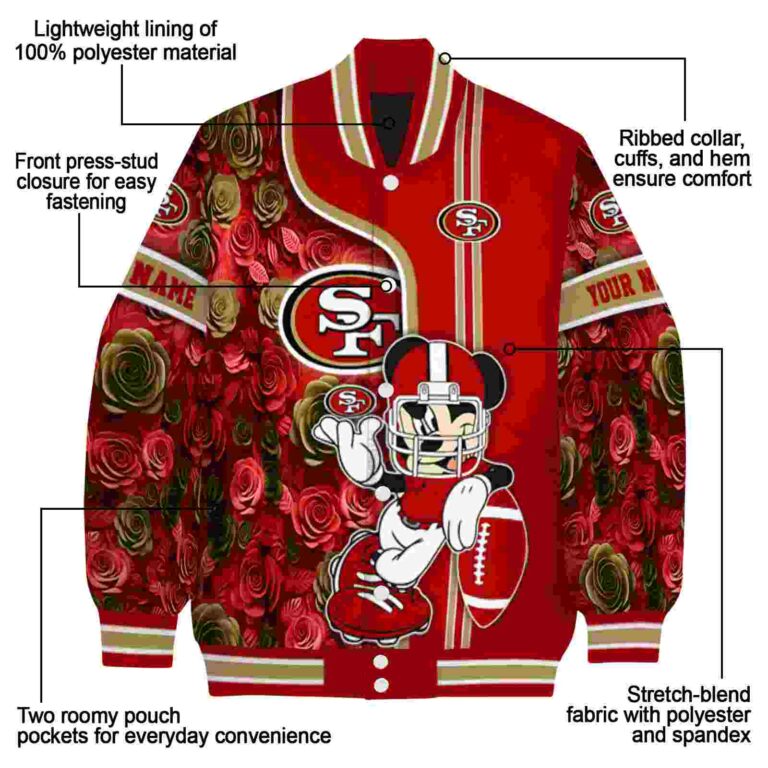 customized san francisco 49ers rose mickey red jacket new arrival jacketwow