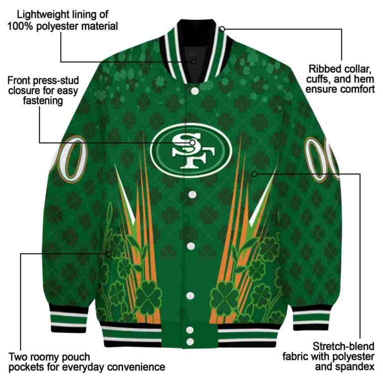 customized san francisco 49ers shamrock pattern green jacket new arrival jacketwow