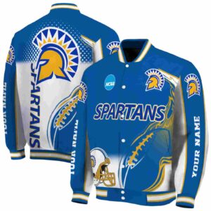 customized san jose state spartans flaming football blue white jacket fashion forward jacketwow