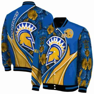 customized san jose state spartans floral print blue jacket fashion forward jacketwow