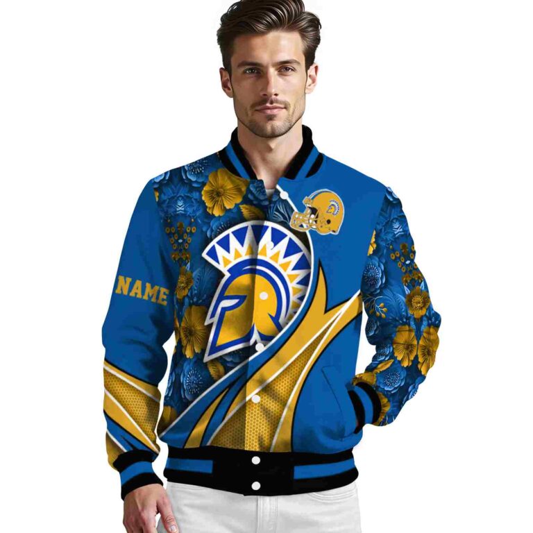 customized san jose state spartans floral print blue jacket high quality jacketwow