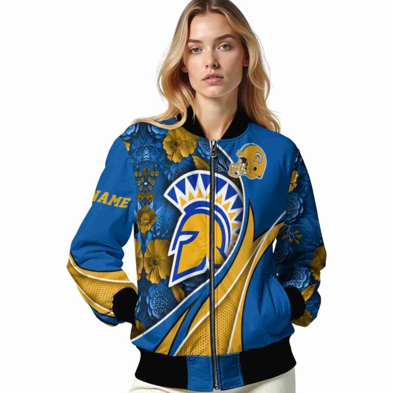customized san jose state spartans floral print blue jacket latest model jacketwow
