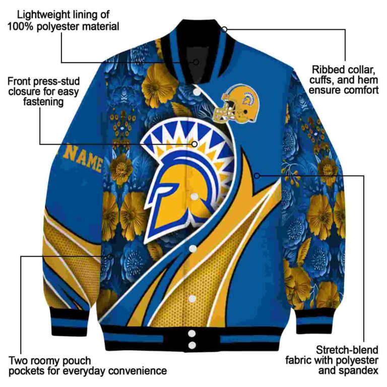 customized san jose state spartans floral print blue jacket new arrival jacketwow