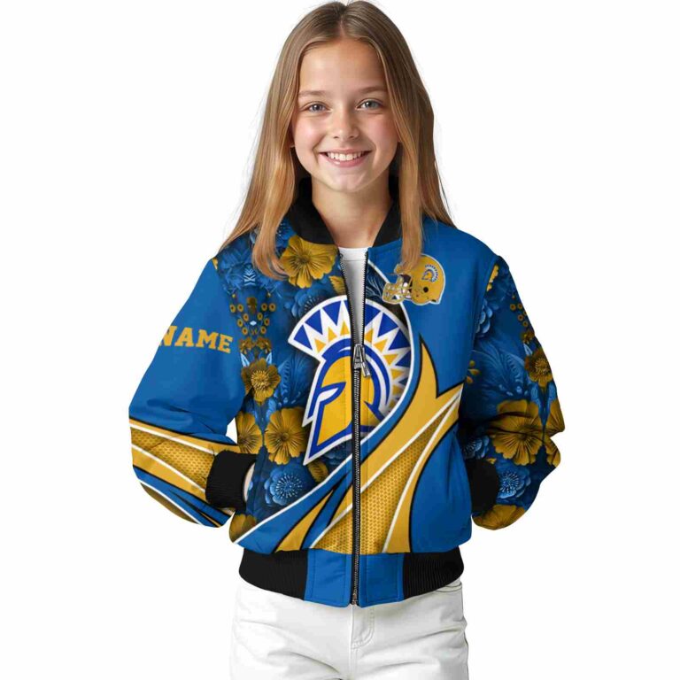 customized san jose state spartans floral print blue jacket top rated jacketwow