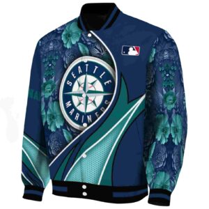 customized seattle mariners floral print navy blue jacket best selling jacketwow