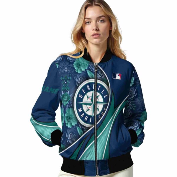 customized seattle mariners floral print navy blue jacket latest model jacketwow