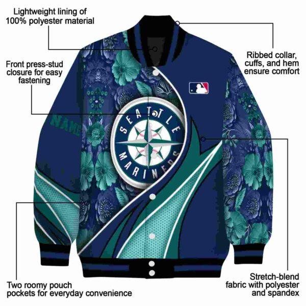 customized seattle mariners floral print navy blue jacket new arrival jacketwow