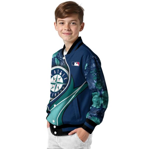 customized seattle mariners floral print navy blue jacket trendy jacketwow