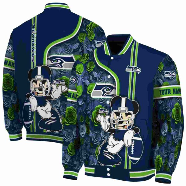 customized seattle seahawks rose mickey blue jacket fashion forward jacketwow