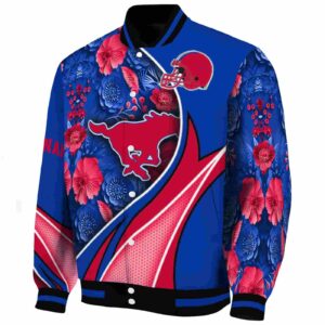 customized smu mustangs floral print blue jacket best selling jacketwow