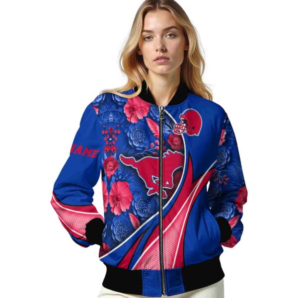 customized smu mustangs floral print blue jacket latest model jacketwow