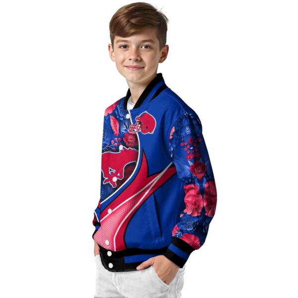 customized smu mustangs floral print blue jacket trendy jacketwow